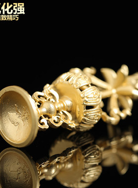 黄铜镀金家用八瑞物摆件西藏八吉祥民族风挂件藏式手把件书房迷你