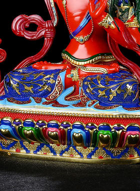 文殊菩萨佛像摆件藏式黄铜彩绘居家室内文殊菩萨师利文殊普贤佛像