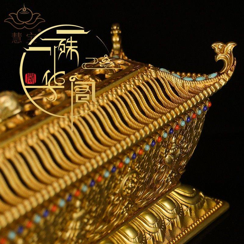 藏式宝宇卧香炉家用黄铜香薰炉室内薰供香睡线香盒檀香炉桌面摆件,淘宝优惠券,粉丝福利购,淘宝优惠卷