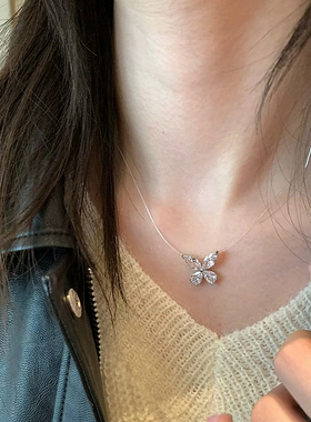 闪钻蝴蝶鱼线项链女精致时尚