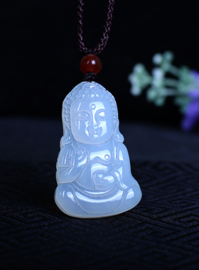 天然冰透玉髓宝宝佛吊坠