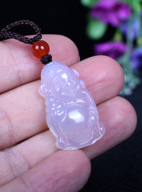天然玛瑙玉髓小号财神爷吊坠