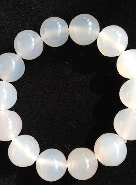 天然白玛瑙手链男女土款水晶饰品玉髓手串圆珠子手链女生生日礼物