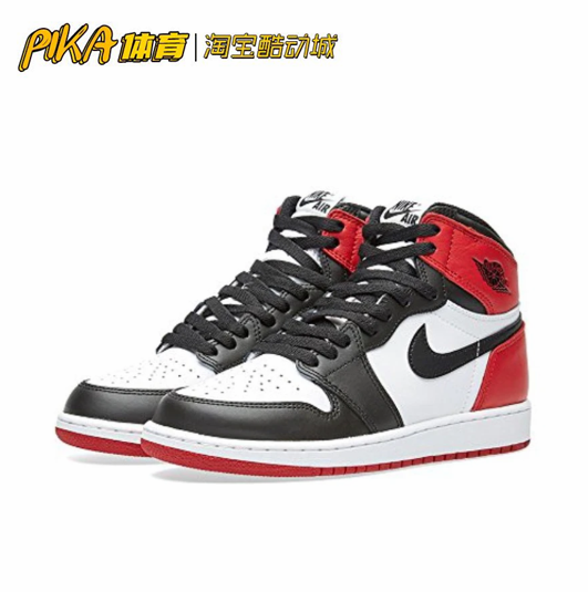 pika鬼市 Air Jordan 1AJ1 Black Toe高帮黑脚趾休闲鞋555088-184 - 图0