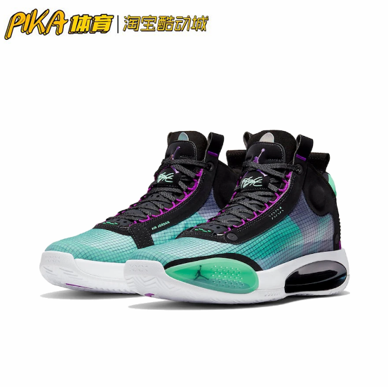 Air Jordan 34 zoom air 黑绿 缓震支撑实战篮球鞋 AR3240-400 KY - 图0