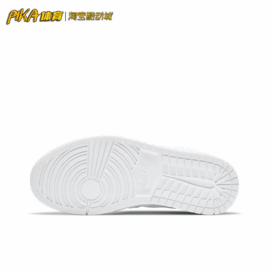 pika体育 Air Jordan 1aj1中帮菱格纹白色休闲运动鞋DB6078-100GD - 图3
