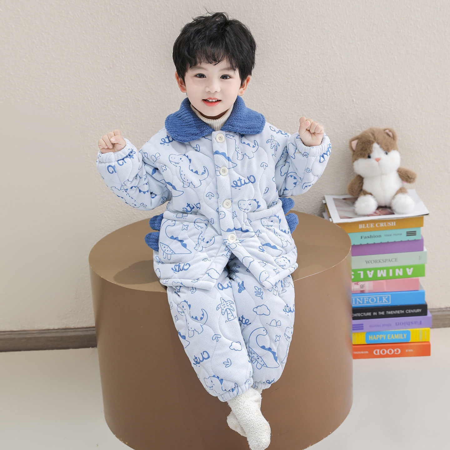 男童睡衣套装秋冬款法兰绒三层夹棉儿童珊瑚绒加绒加厚保暖家居服,淘宝优惠券,粉丝福利购,淘宝优惠卷