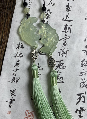 闺蜜古玉流苏双鱼玉佩雕刻双鱼玉佩合二为一情侣古风玉佩汉服压襟