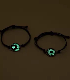 爆款荧光手链日月情侣款编织绳对象简约时尚手环送礼物