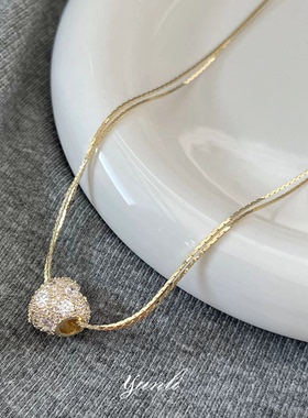 法式简约锆石爱心吊坠链条项链