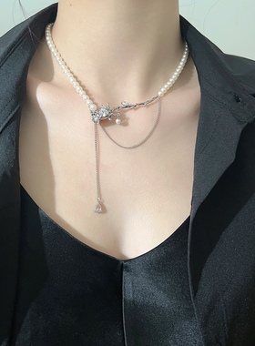 设计感玫瑰珍珠女项链潮