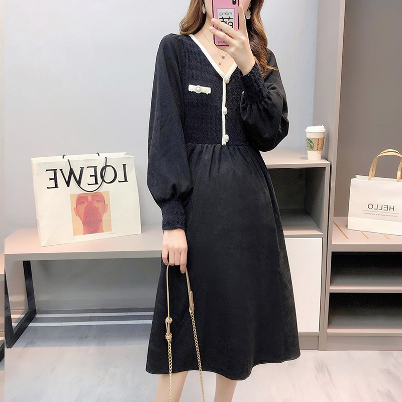 孕妇春装气质小香风孕妇裙春连衣裙 依来恩连衣裙