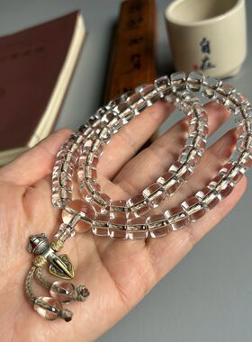 喜马拉雅尼泊尔白水晶粗孔念珠