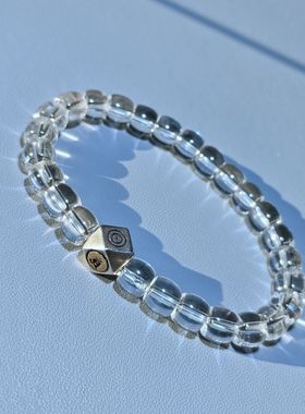 释宏新年生肖礼物天然喜马拉雅水晶925银种子字藏传手链