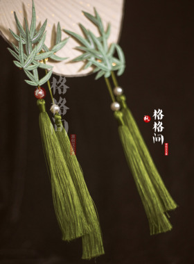 格格间发夹竹叶仿缠花发夹百搭