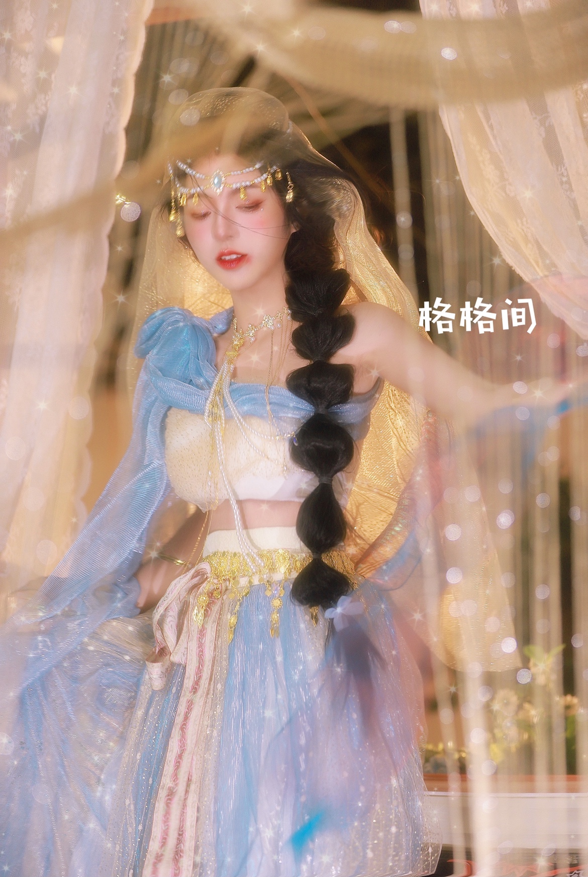 格格间原创【茉莉公主】汉元素改良童话蓝色阿拉丁飞天敦煌沙漠 - 图0