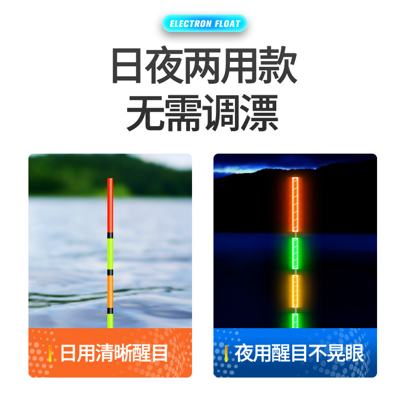 三色尾浮漂电子漂11目高灵敏醒目超亮夜钓鲫鲤鱼咬钩变色夜光鱼漂,淘宝优惠券,粉丝福利购,淘宝优惠卷