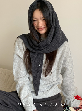 姜黄色韩系纯羊毛三角披肩女秋冬
