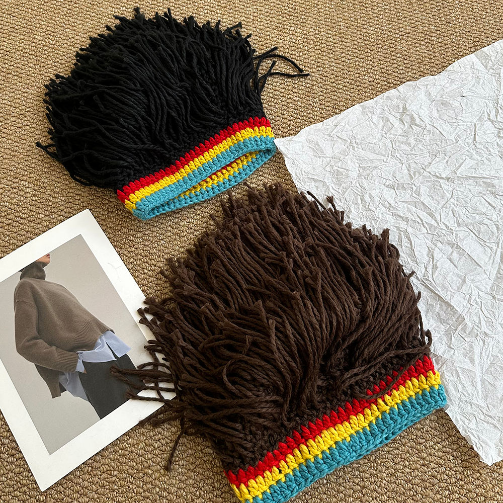 搞怪假发毛线帽子女秋冬季欧美脏辫保暖针织帽抖音网红同款套头帽,淘宝优惠券,粉丝福利购,淘宝优惠卷