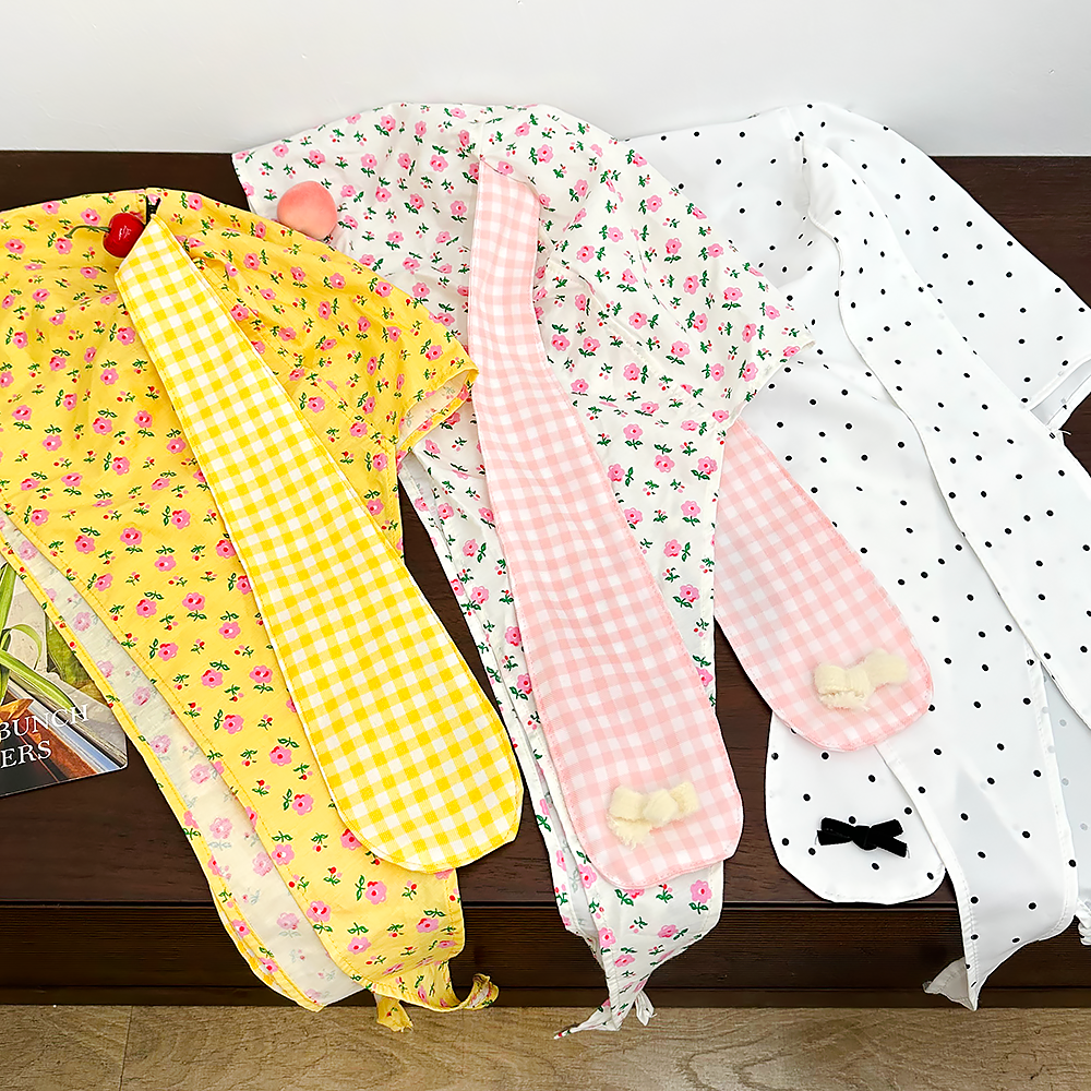 小众设计师款长兔耳朵绑带头巾帽子女夏季清新甜美碎花薄款套头帽,淘宝优惠券,粉丝福利购,淘宝优惠卷