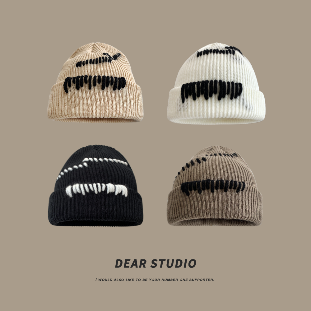 韩版网红款手工缝线针织帽子女秋冬百搭保暖街头护耳套头毛线帽男,淘宝优惠券,粉丝福利购,淘宝优惠卷