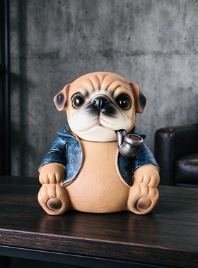 沙皮犬创意带盖防飞灰潮玩烟灰缸