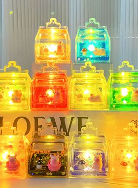 创意入油礼物屋发光带灯款可爱流沙摆件液体漂浮桌面解压装饰