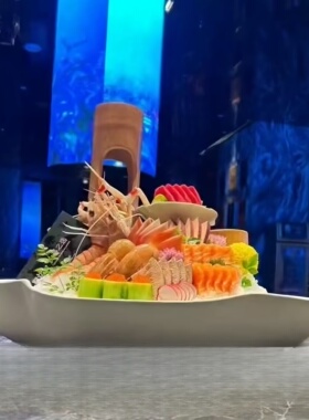 竹乡万坊日式陶瓷刺身高脚盘