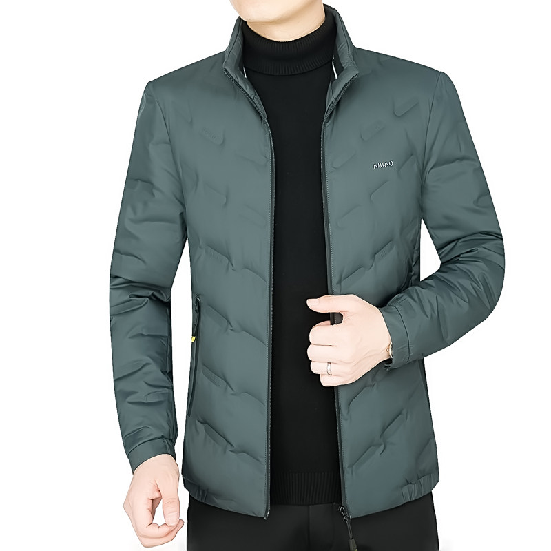 啄木鸟男士羽绒服冬季短款男中年商务休闲白鸭绒轻薄立领保暖外套