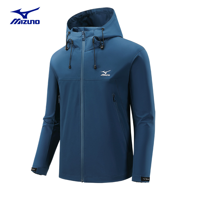 Mizuno/美津浓男士外套春秋季防水连帽冲锋登山衣服户外休闲夹克-图2