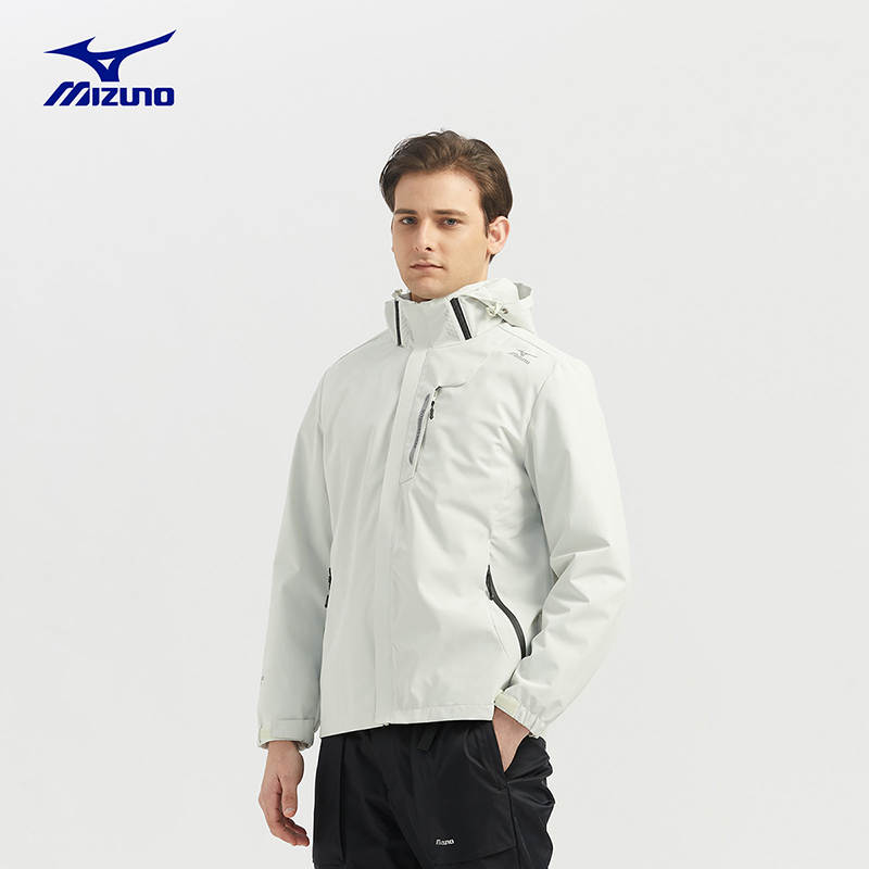 Mizuno/美津浓男士防水连帽春季防风衣户外休闲夹克登山外套上衣-图1