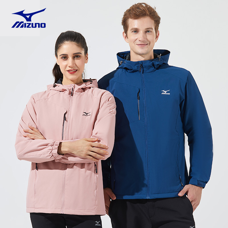 Mizuno/美津浓春秋连帽外套男女士户外休闲夹克冲锋衣防水软壳衣-图1