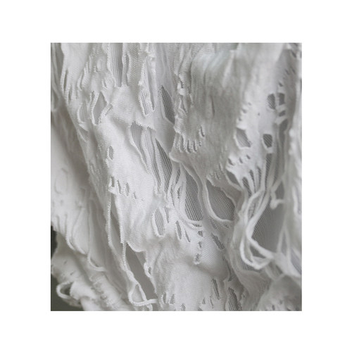 白色破烂洞洞肌理提花布料烂花破洞高档礼服装裤子设计师面料改造 - 图3