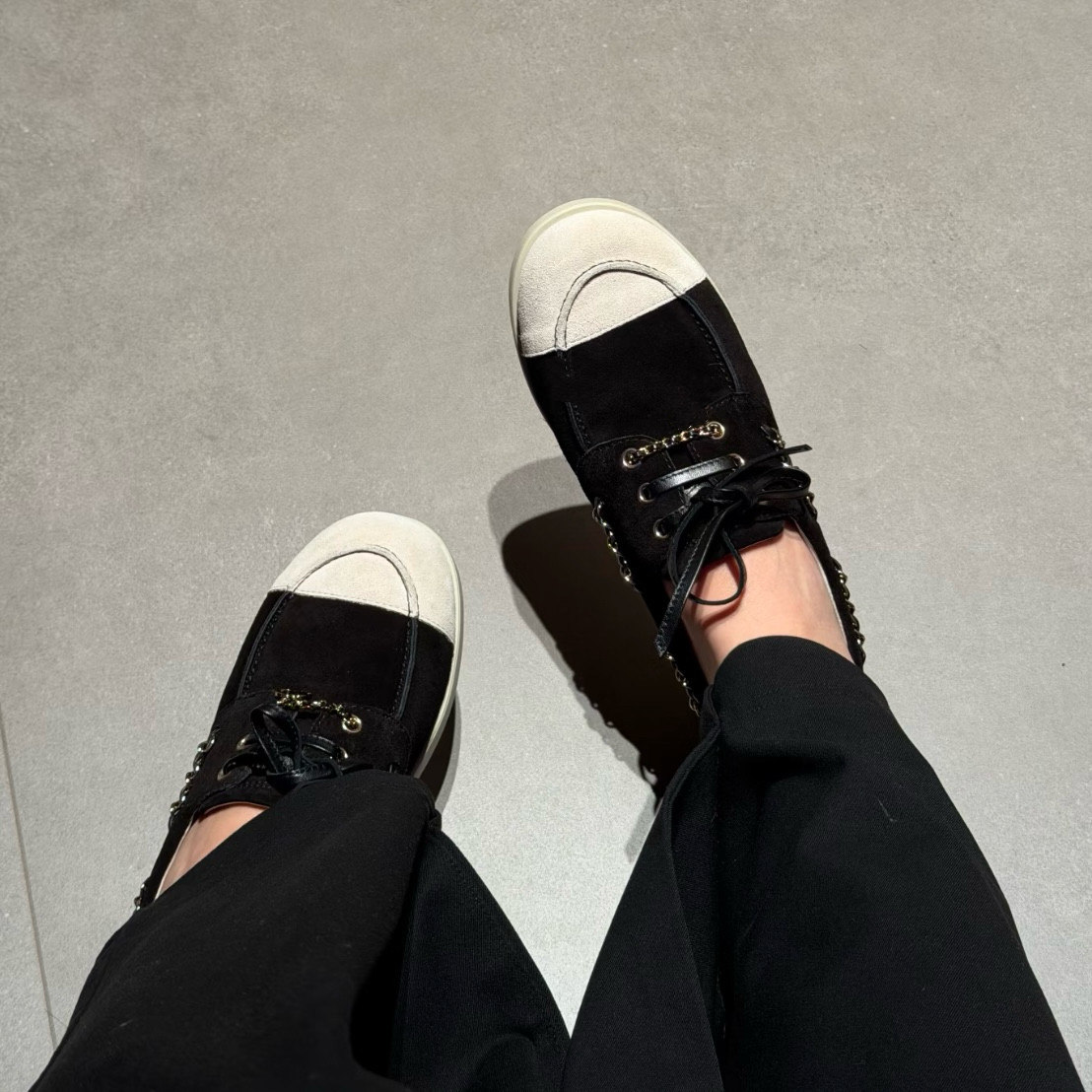 小香风乐福鞋女真皮链条系带平底单鞋春秋新款拼色休闲时尚豆豆鞋,淘宝优惠券,粉丝福利购,淘宝优惠卷