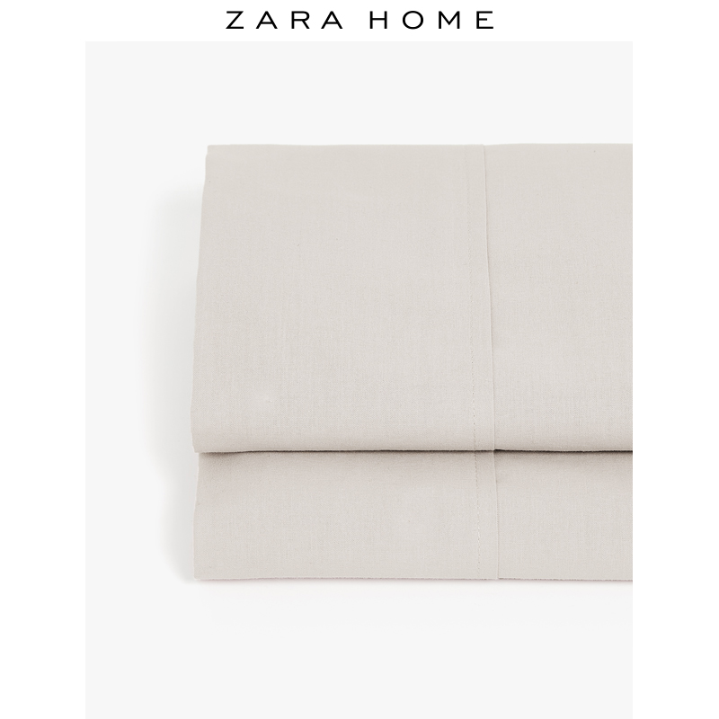 Zara Home 米色基本款密織棉單人雙人上層床單單件 40005089711