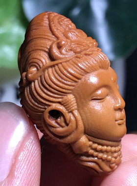 橄榄核观音文玩单籽挂件三通佛头