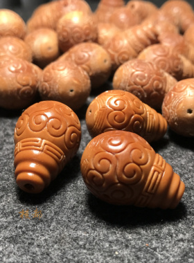 diy橄榄核雕刻手串回纹背云佛头