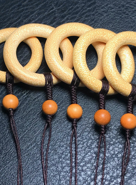 新玉圆形竹环手机挂件吊坠把玩绳