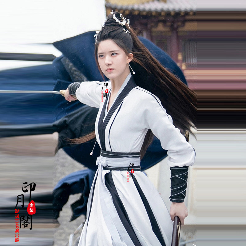 影视装魏晋风唐朝女士飘逸汉服女剑客侠女千金小姐武侠古装演出服_虎窝淘