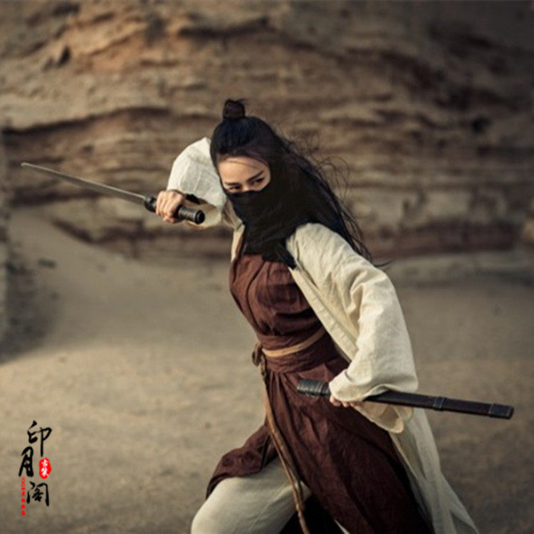 影视古装唐风汉服武侠女侠古装影楼沙漠侠女写真服舞台演出服棉麻_虎窝淘