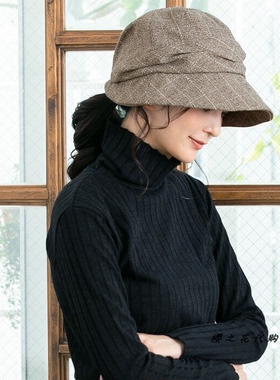 盆帽冬帽女日本高级感大檐秋冬