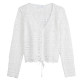 V-neck short knitted blouse with mesh drawstrings