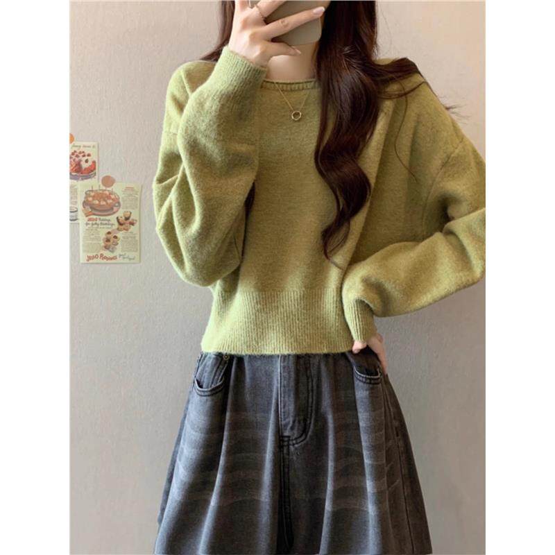 软糯短款套头毛衣女春秋洋气复古慵懒风针织打底衫小个子内搭上衣,淘宝优惠券,粉丝福利购,淘宝优惠卷