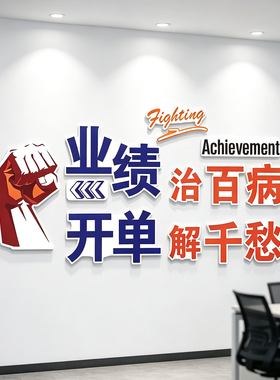 公司团队业绩企业文化贴纸网店工作办公室3d立体墙贴装饰布置标语
