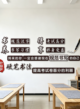 硬笔书法励志墙贴画钢笔练字辅导班级文化背景墙装饰教室标语布置