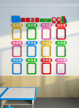 小学班级文化建设墙贴纸评比栏照片墙班级之星教室氛围布置装饰