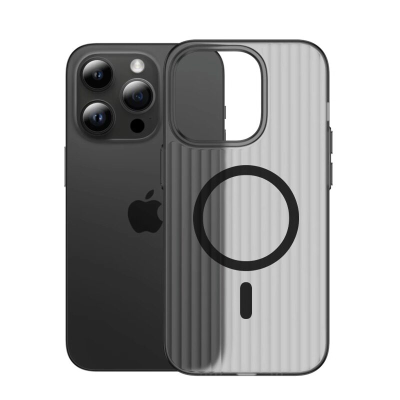 适用高级感不发黄防指纹MagSafe磁吸无线充电磨砂瓦楞波纹iPhone14手机壳16pro苹果15PROMAX全包防摔13硬壳潮