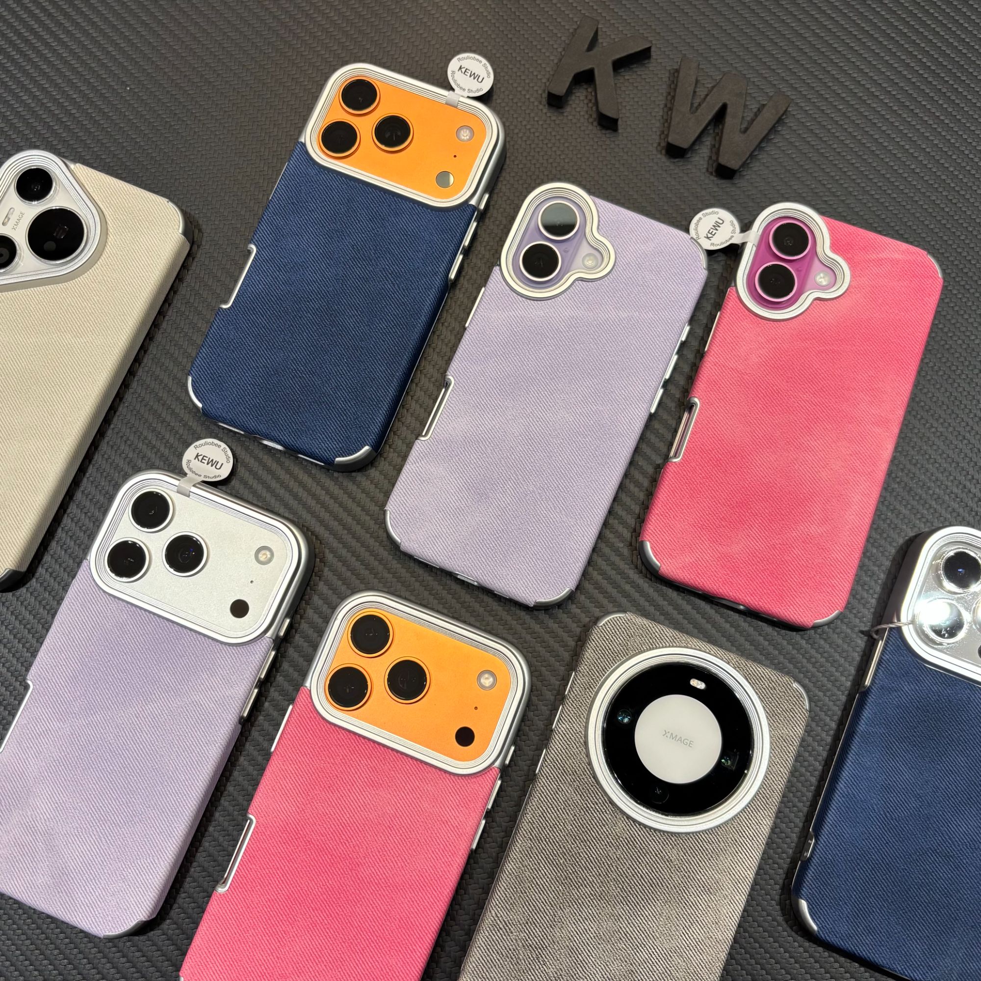 秋冬款彩色牛仔纹适用苹果17/16promax手机壳iPhone15Pro全包防摔14pm女款电镀13全包防摔12/11男防滑保护套-图3