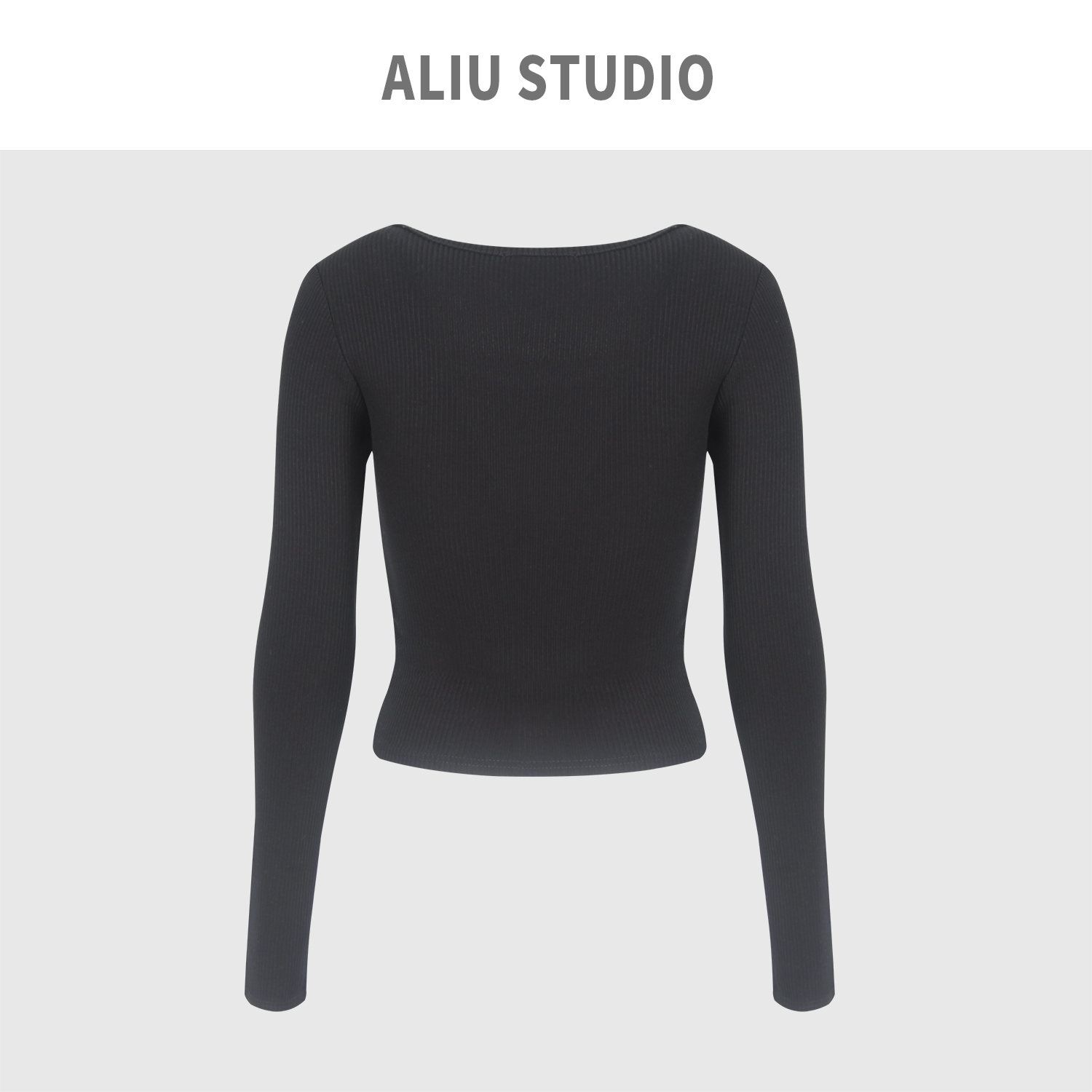 Aliu studio欧美风拼接假两件针织衫小众街头设计感修身短款上衣-图1