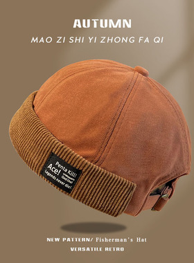 灵允灯芯绒复古瓜皮帽透气